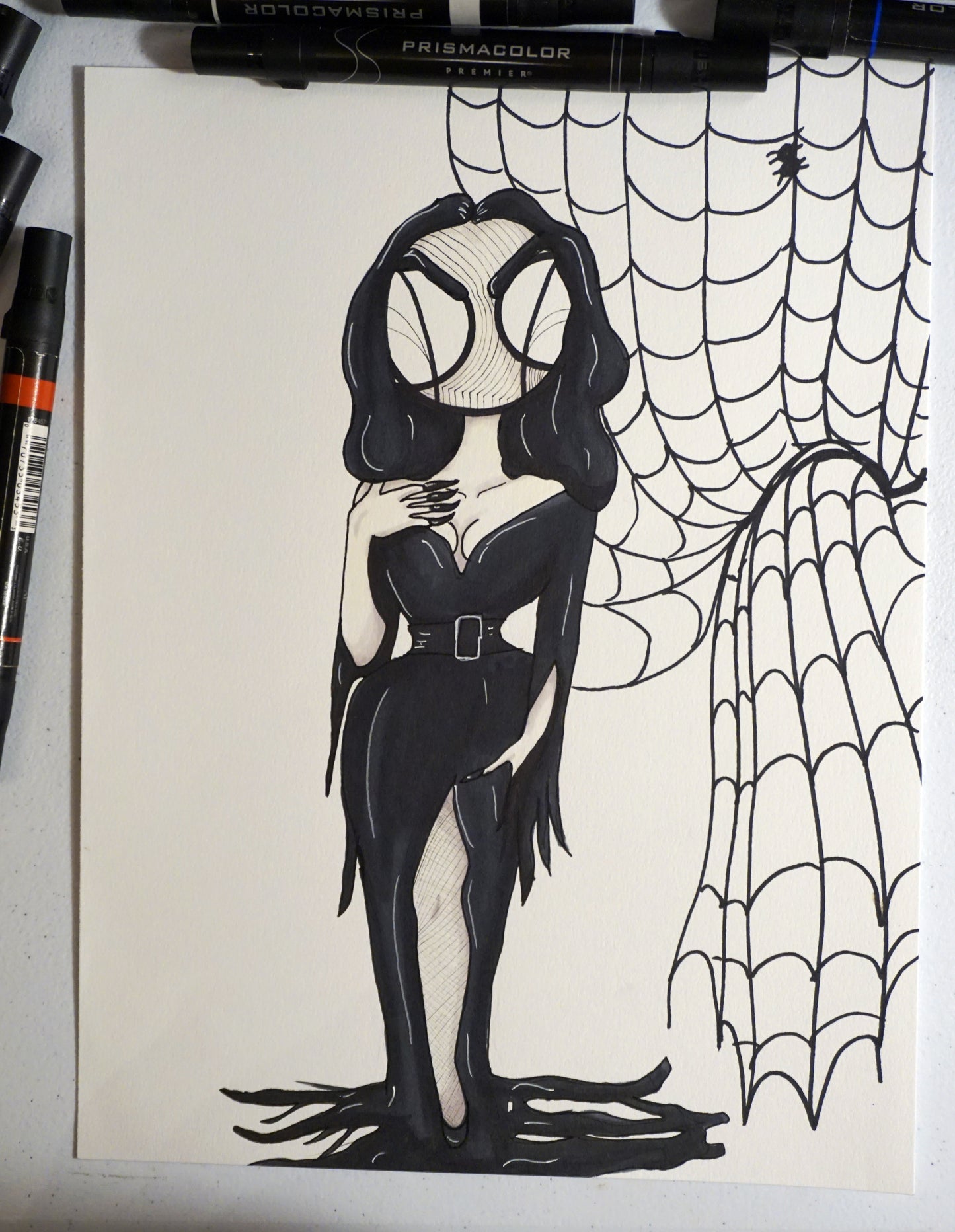 illustration of vampira 8x10 marker drawing by hannah arthur