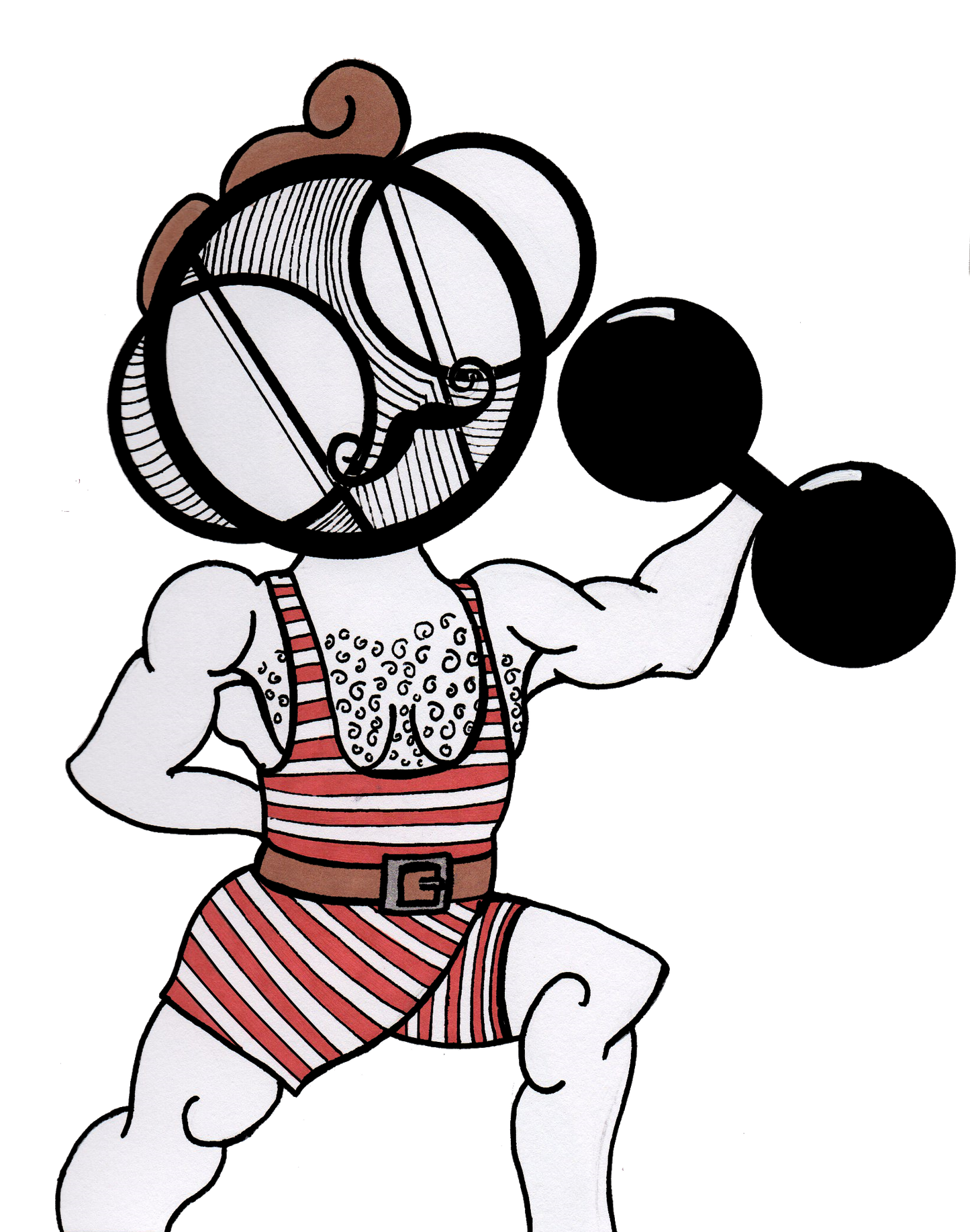 Original Character circus strongman art print by hannah arthur