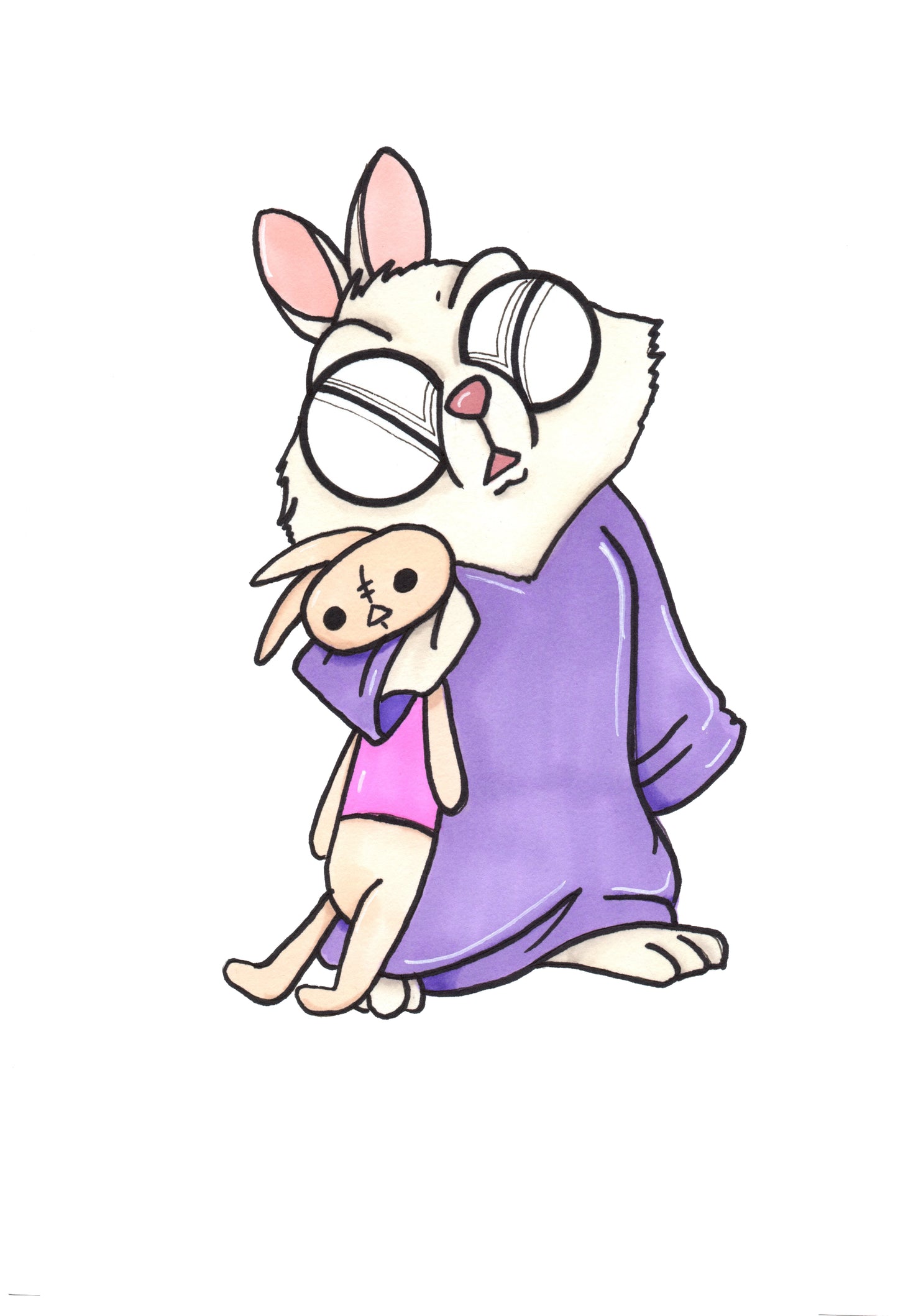 Animated Robin Hood Tagalong Rabbit 8x10 art print by Hannah Arthur Harth Creations