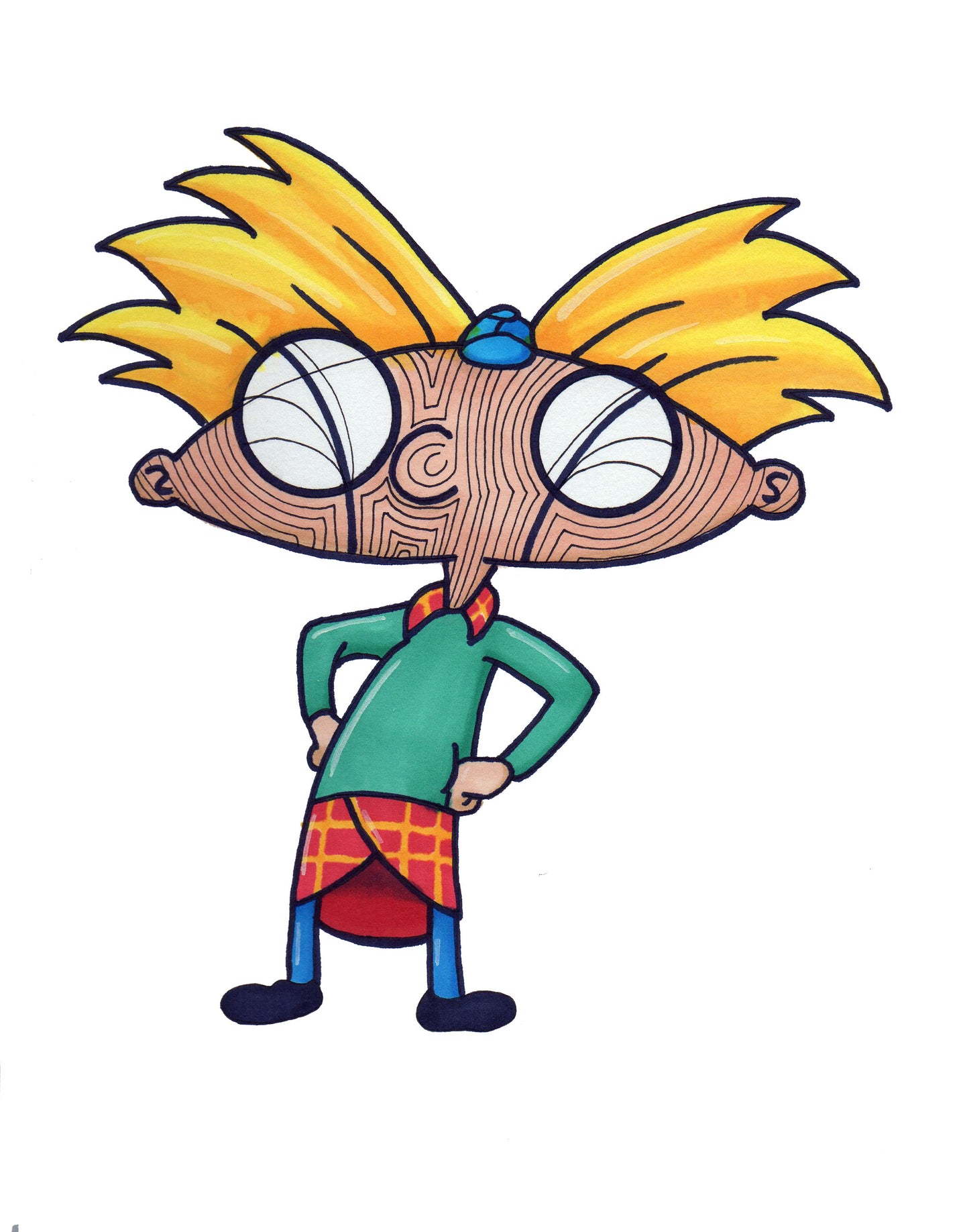 90s cartoon Hey Arnold! 8x10 Arnold Art print by Hannah Arthur Harth Creations