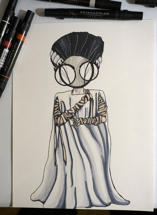 Bride of Frankenstein Horror Original 8x10 Art Print by Harth Creations Hannah Arthur