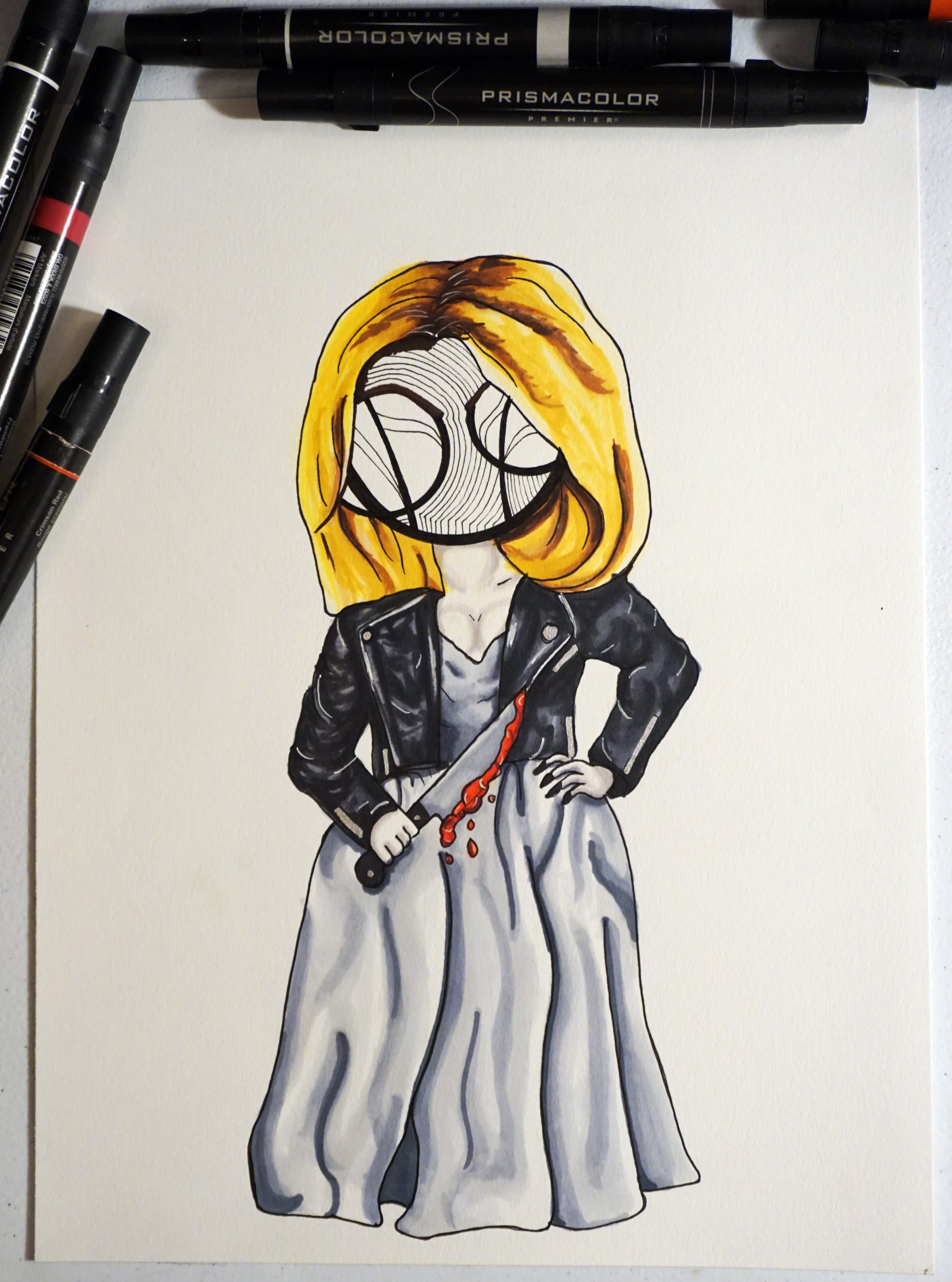 Tiffany Bride of Chucky Horror Original 8x10 Art Print by Harth Creations Hannah Arthur