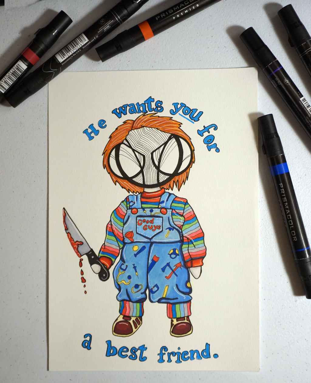 Horror Collection Chucky 8x10 original art print by Harth Creations Hannah Arthur