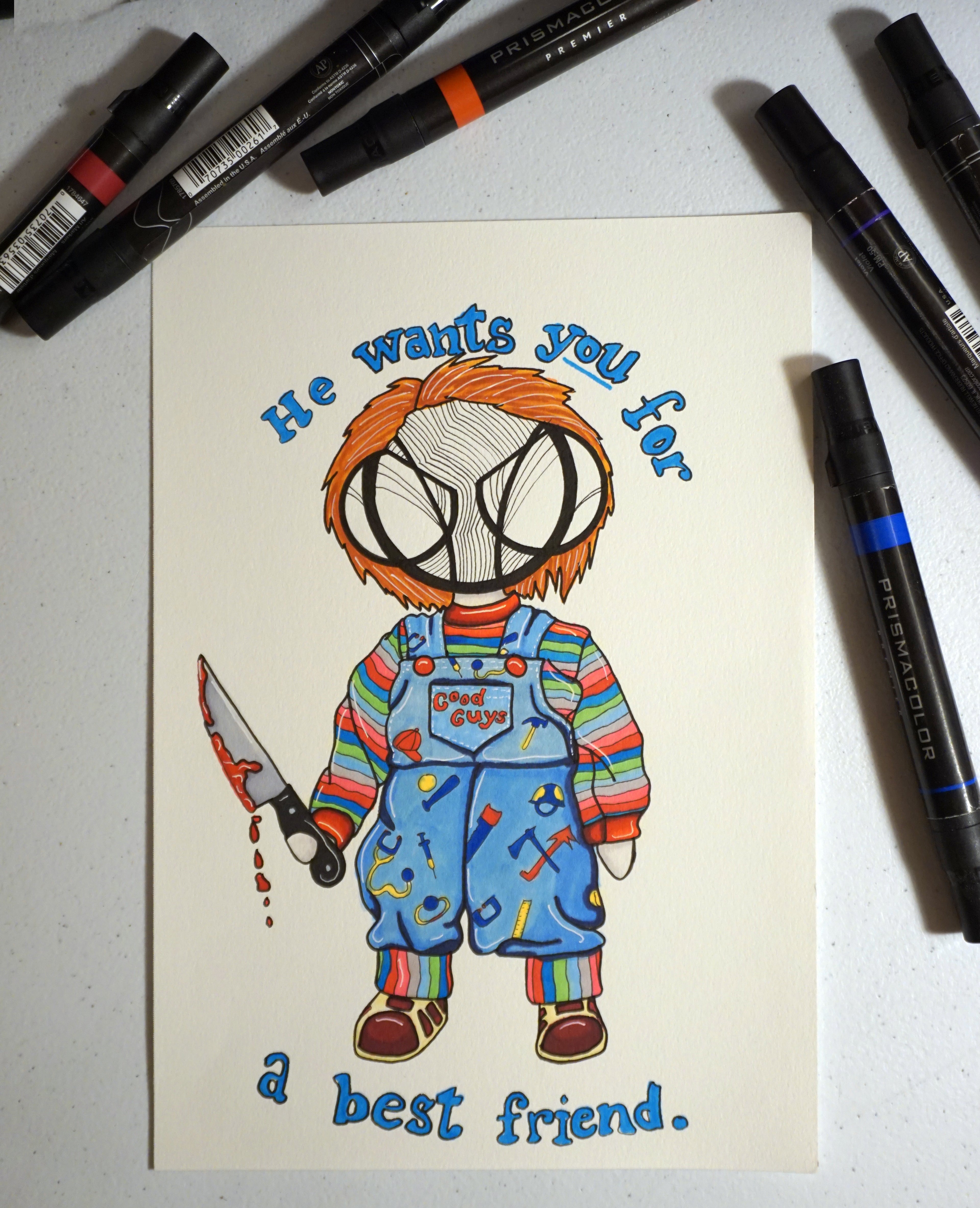 Horror Collection Chucky 8x10 original art print by Harth Creations Hannah Arthur