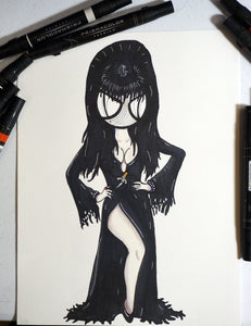 Elvira Mistress of Darkness Horror Original 8x10 Art Print by Harth Creations Hannah Arthur