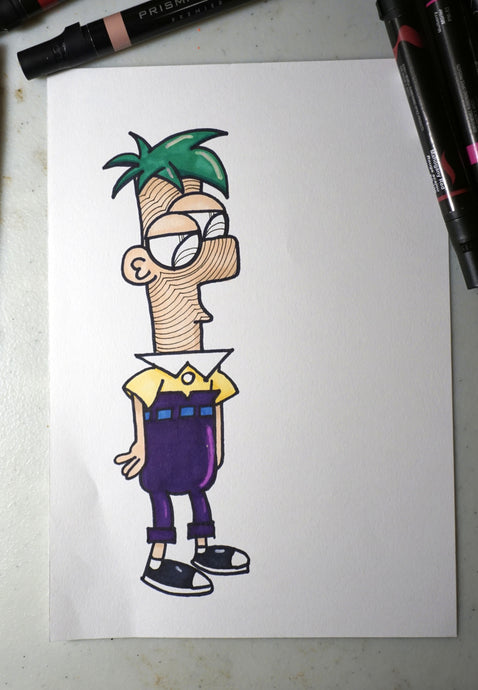 Phineas  Ferb's Ferb Fletcher 5x8 full color art print by Hannah Arthur harth creations