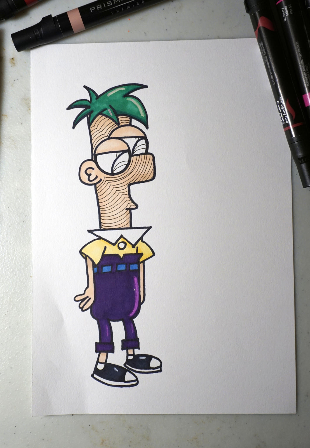 Phineas  Ferb's Ferb Fletcher 5x8 full color art print by Hannah Arthur harth creations