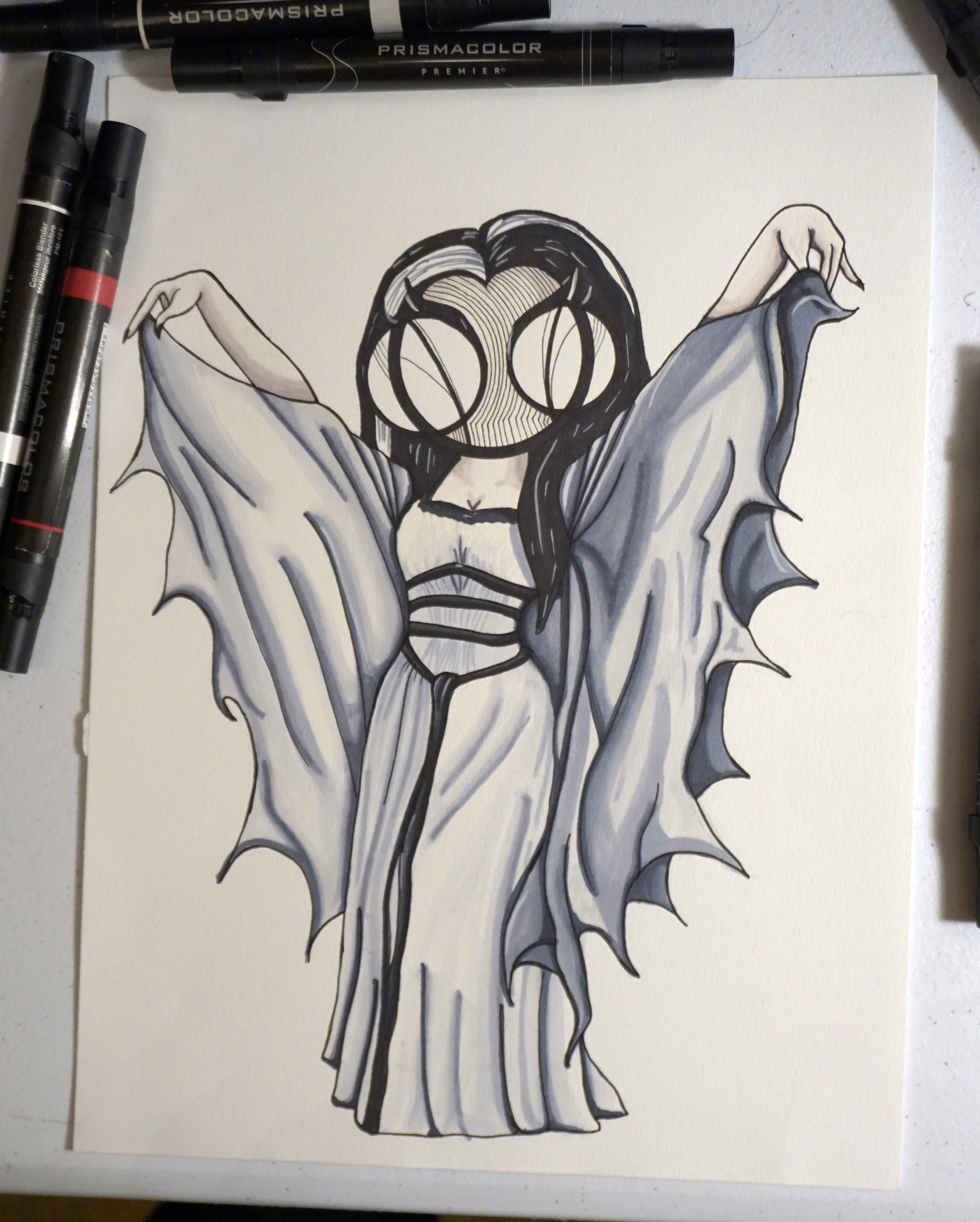 illustration of lily munster 8x10 marker drawing by hannah arthur