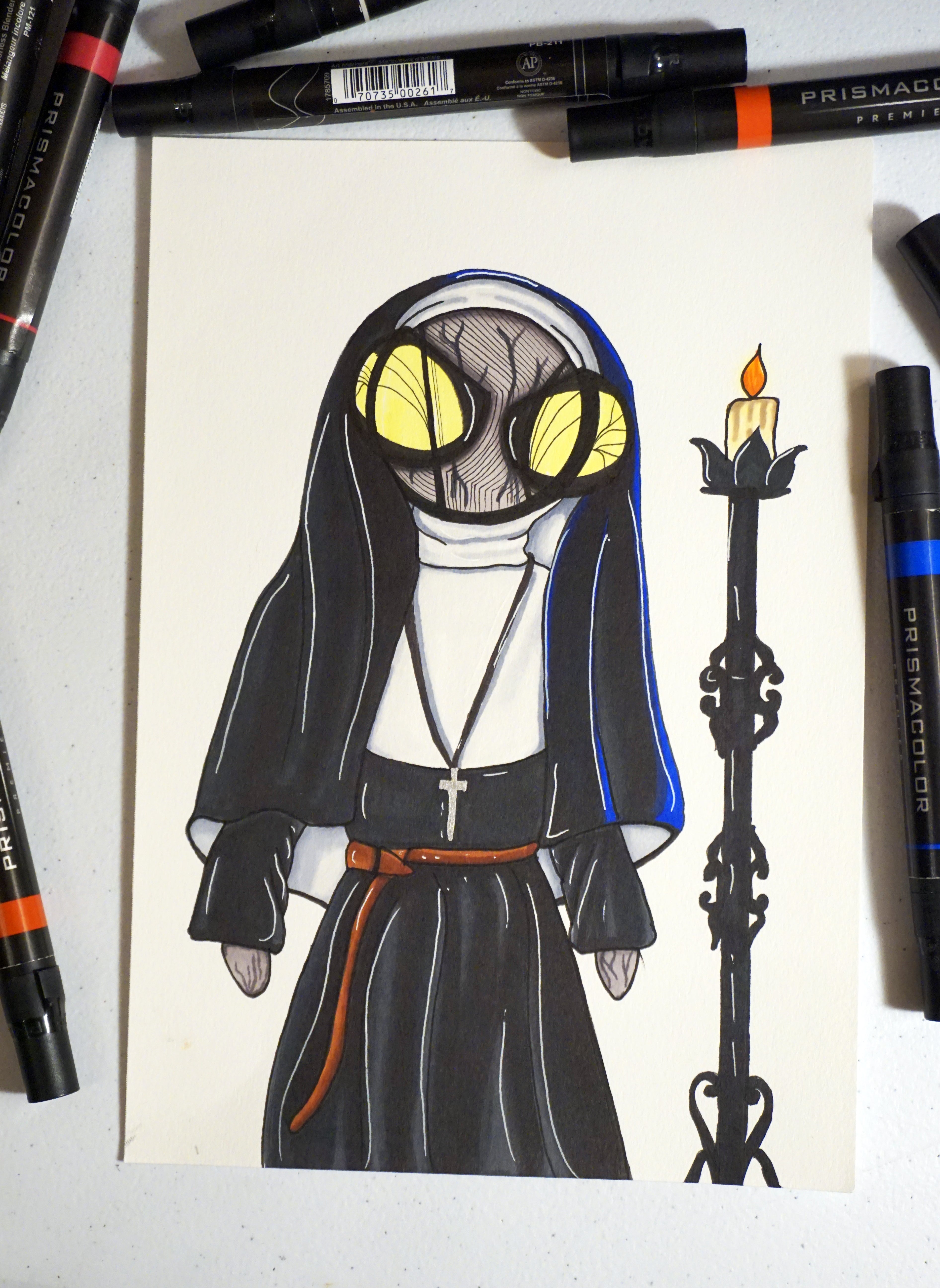 The nun Horror original 8x10 art print by Harth Creations Hannah Arthur