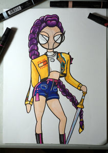 K-pop Demon hunters Huntress Rumi 8x10 full color art print by Hannah Arthur Harth Creations