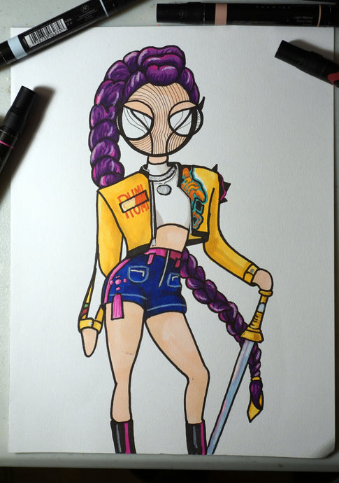 K-pop Demon hunters Huntress Rumi 8x10 full color art print by Hannah Arthur Harth Creations