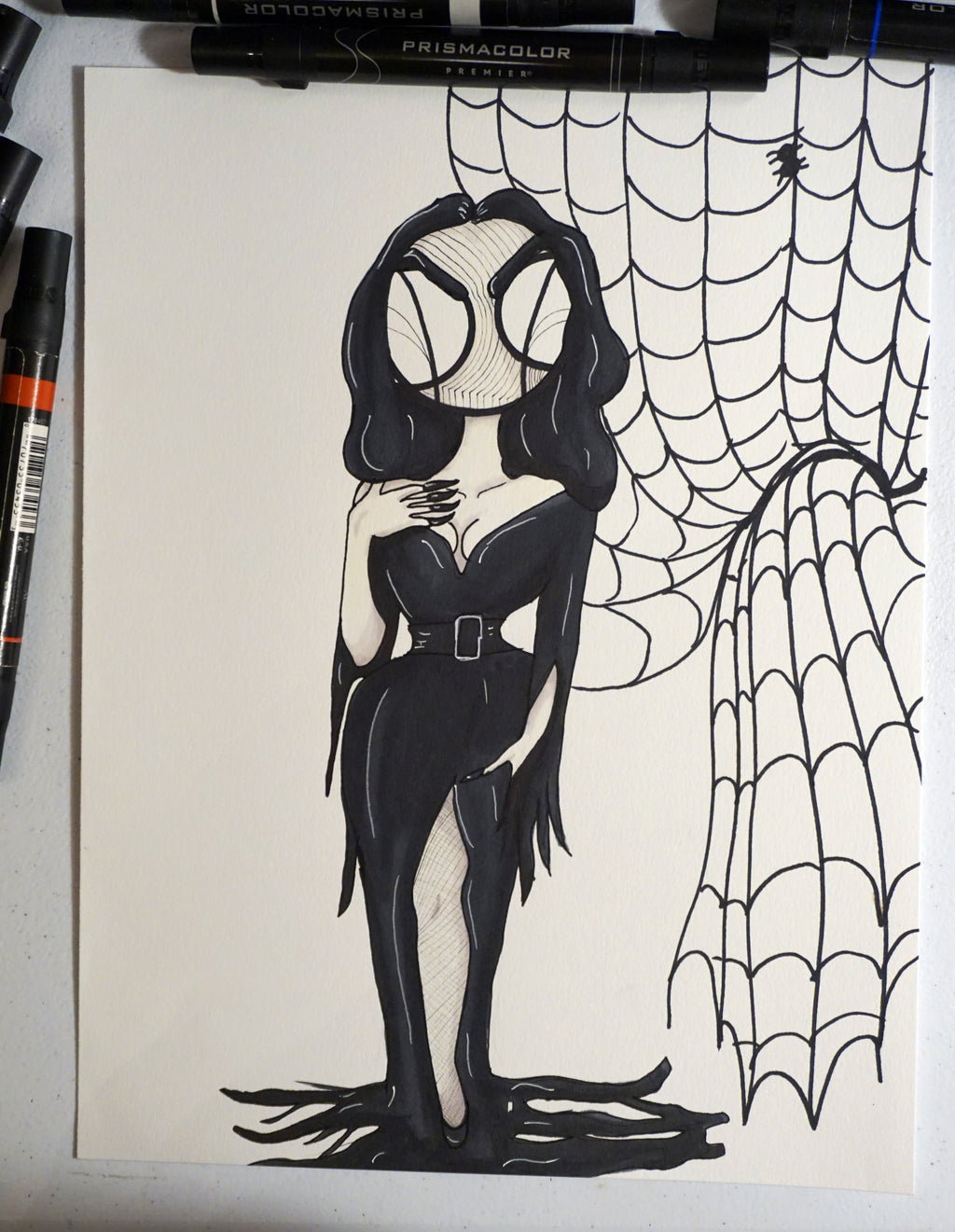 illustration of vampira 8x10 marker drawing by hannah arthur