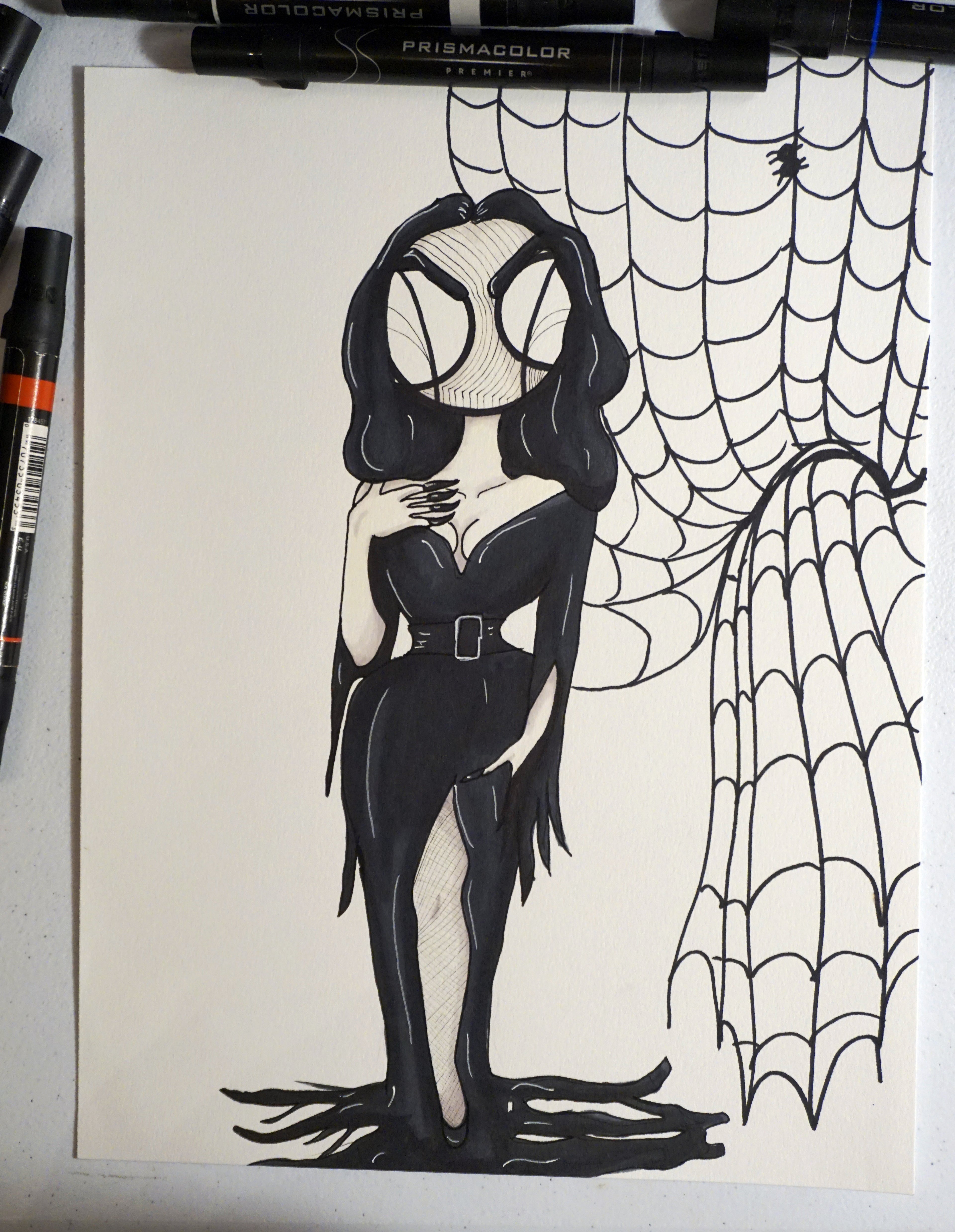 illustration of vampira 8x10 marker drawing by hannah arthur