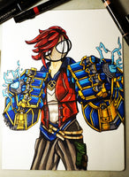 Arcane's Vi with gauntlets 9x12 full color art print by Hannah Arhur Harth Creations