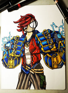 Arcane's Vi with gauntlets 9x12 full color art print by Hannah Arhur Harth Creations