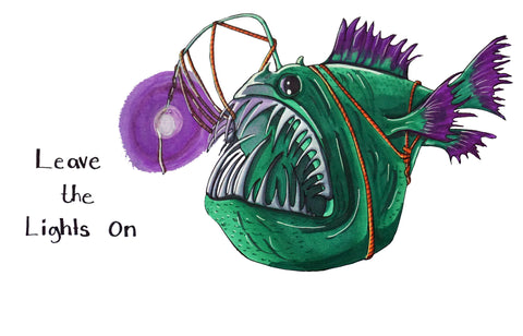 11x14 Shibari "leave the lights on" Angler Fish art print by Hannah Arthur