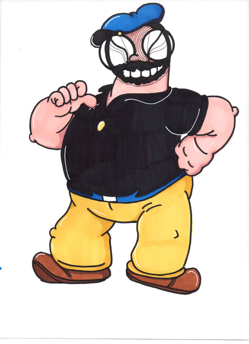 Popeye's Bluto 9x12 art print by Hannah Arthur Harth Creations