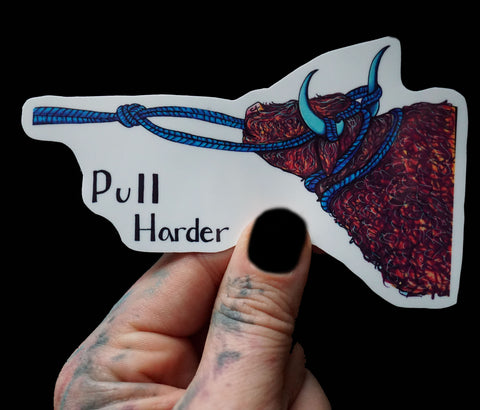 Pull Harder Shibari Bull sticker by Hannah Arthur