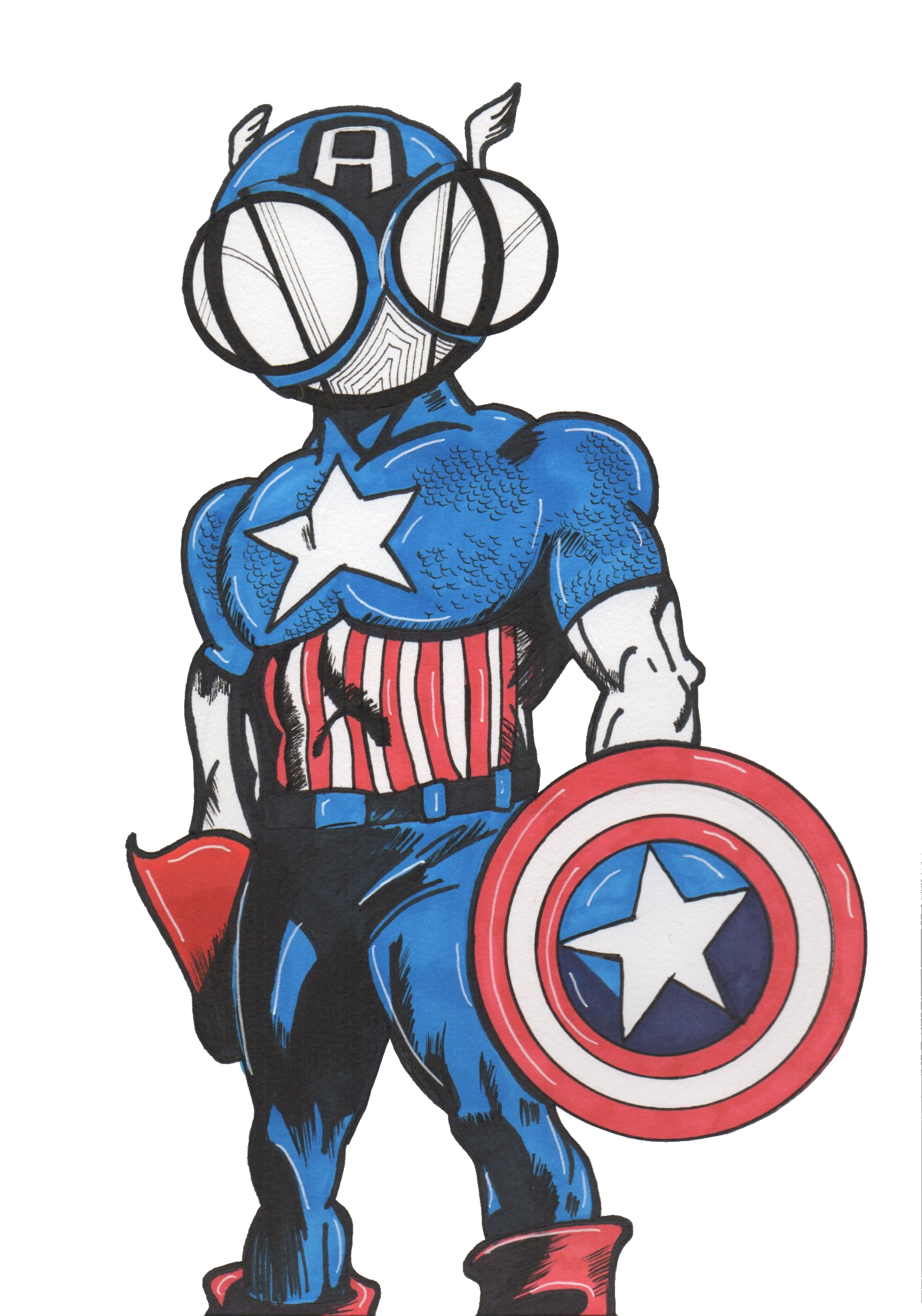 Comic Book Captain America art print by hannah arthur