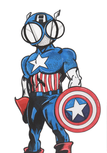 Comic Book Captain America art print by hannah arthur