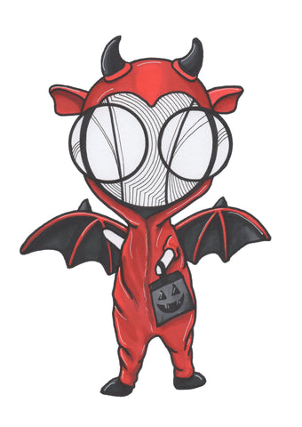 Original character halloween devil costume art print by hannah arthur