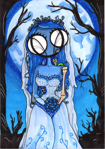 Corpse Bride Emily 8x10 original art print by Harth Creations