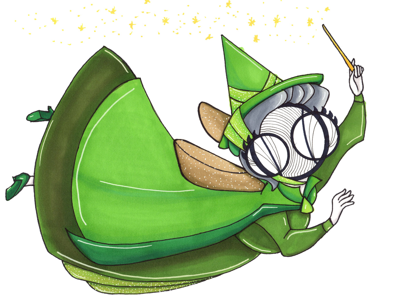 Sleeping beauty fairy godmother Fauna art print by hannah arthur