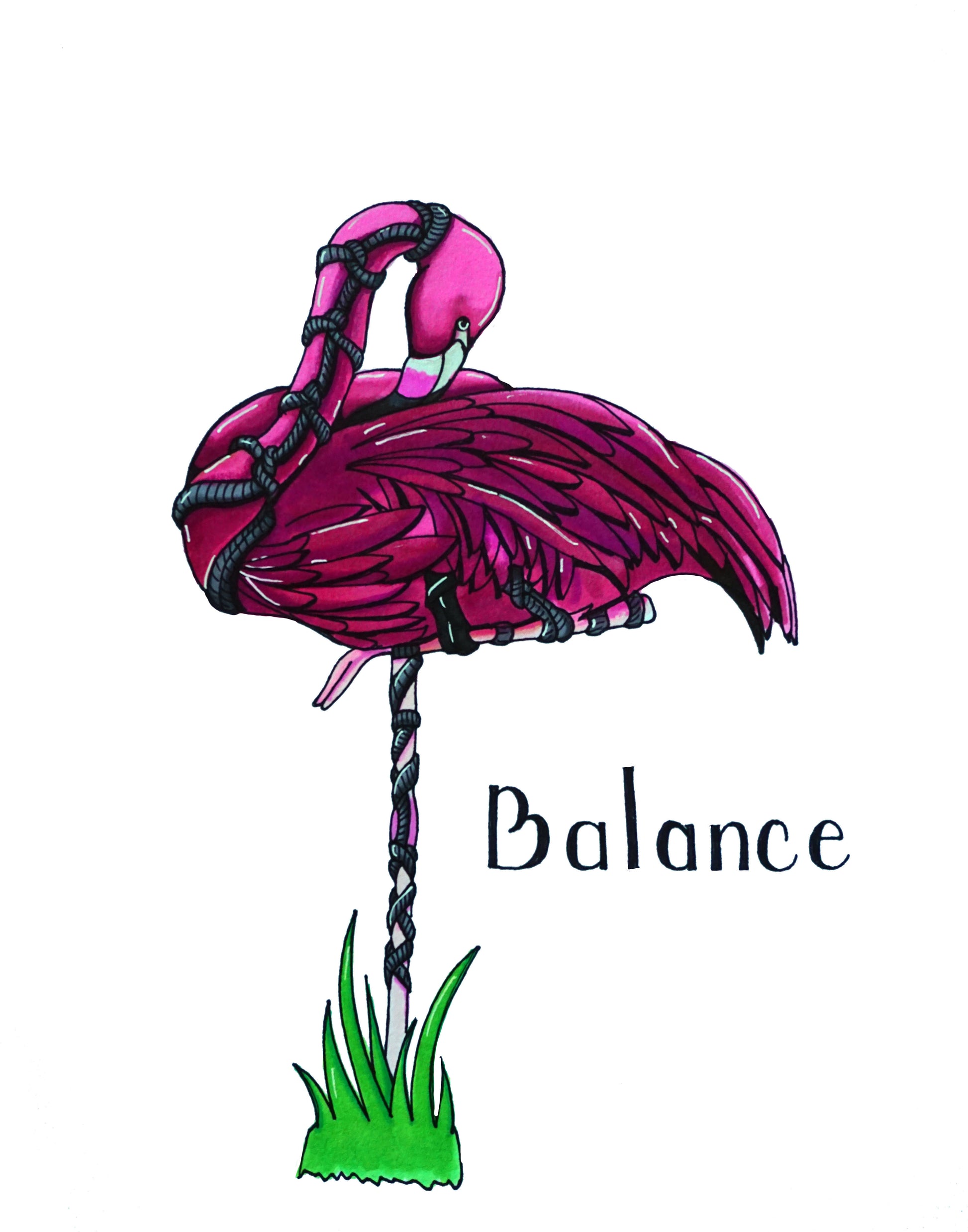 11x14 Shibari Flamingo Balance Art Print by Hannah Arthur