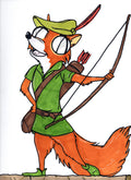 Animated Robin Hood Fox 9x12 Art Print by Hannah Arthur Harth Creations