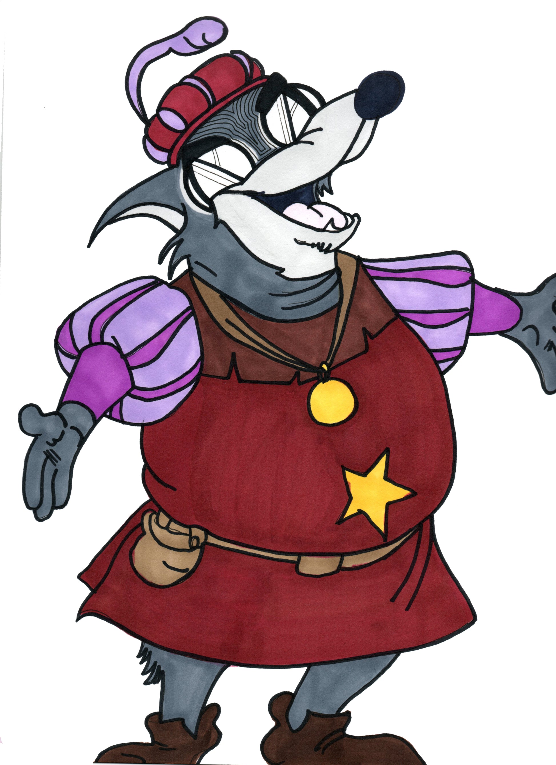Animated Robin Hood Sheriff of Nottingham Wolf 9x12 Art Print by Hannah Arthur Harth Creations