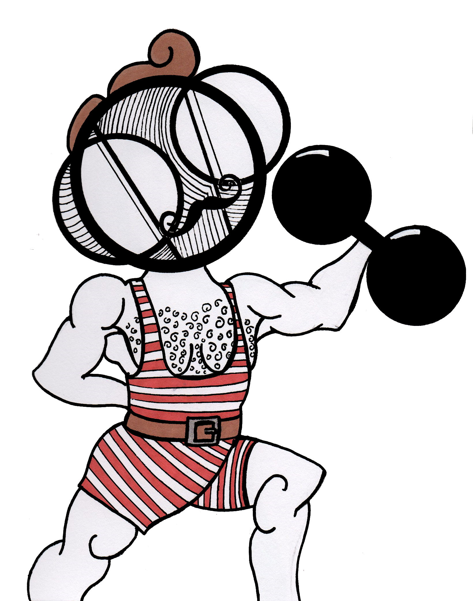Original Character circus strongman art print by hannah arthur
